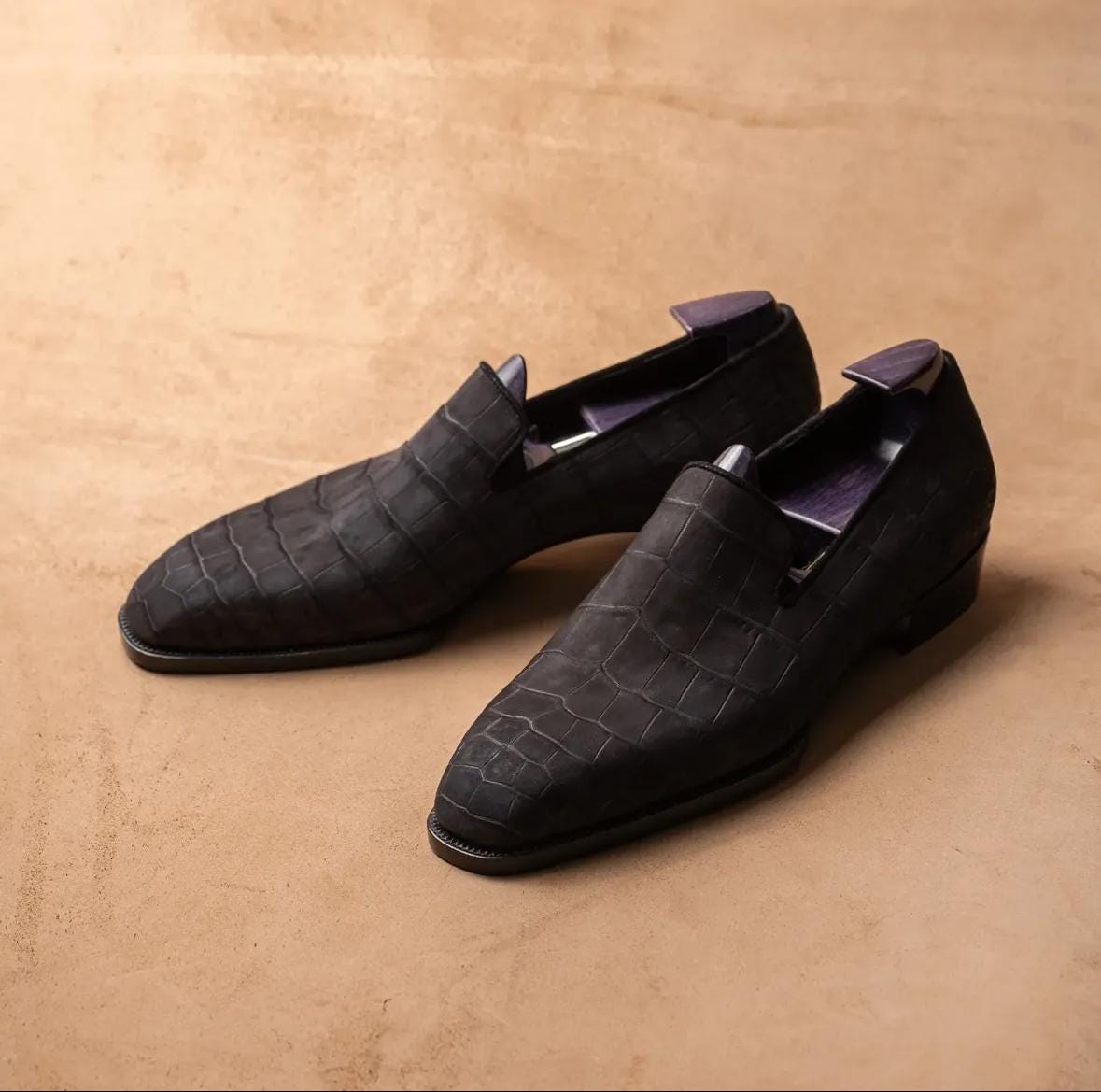Handmade Black Suede Leather Loafers: Italian Bespoke Shoes