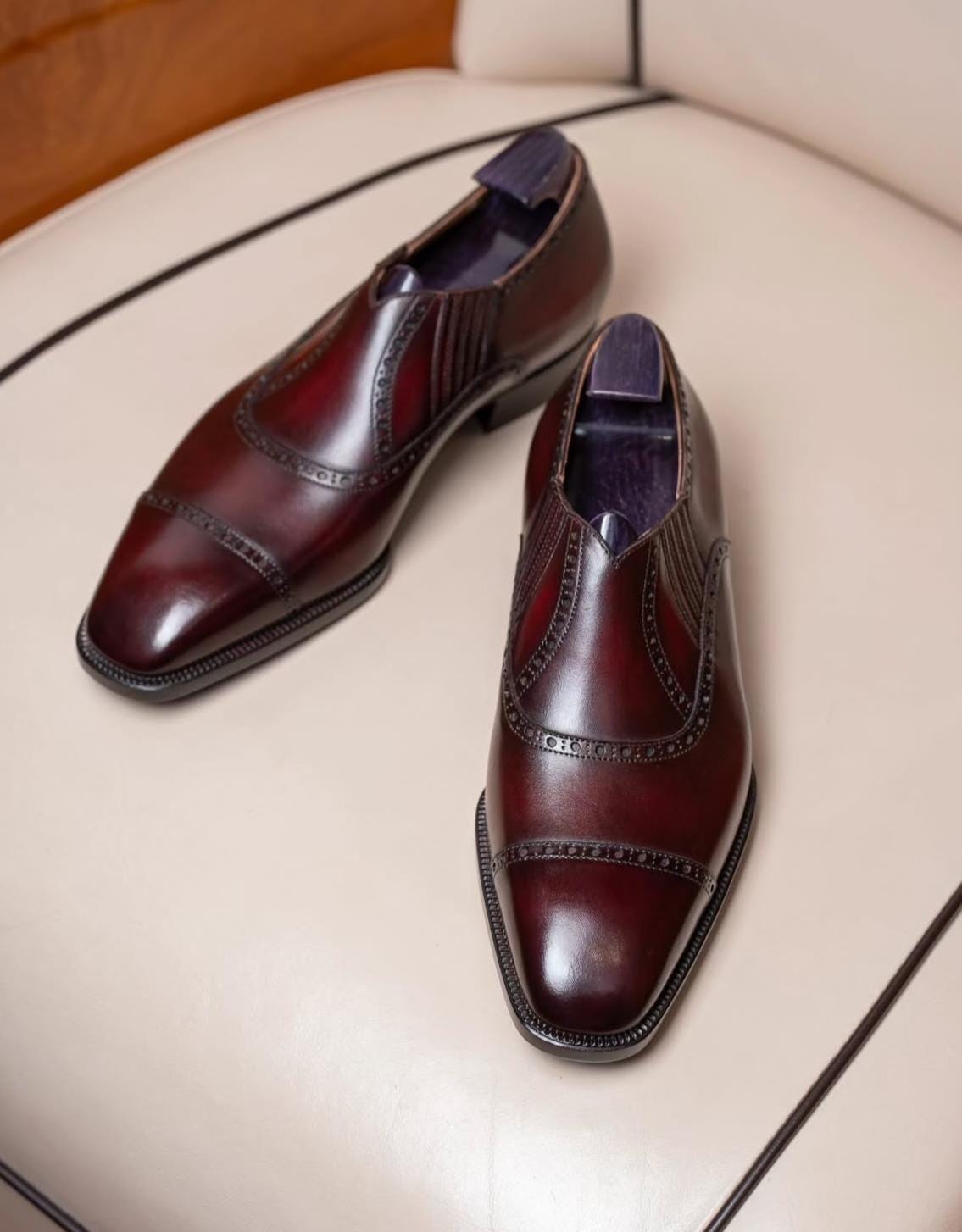 Handmade Brown Leather Loafers: Italian Oxford Wedding Shoes
